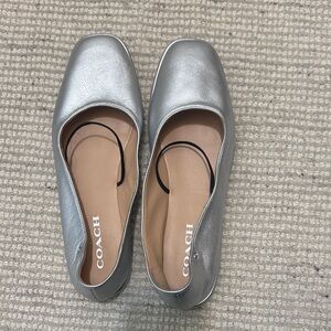 Coach Metallic Silver Flats